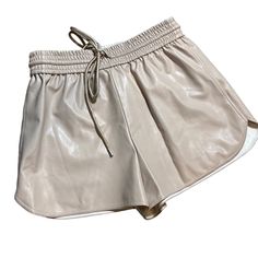 A.L.C. Beige Ryder Shorts Faux Leather Elastic Waistband Drawstring Pockets. Never Worn, No Tags. Size 4, 27” Waistband Unstretched, 13” Rise, 2” Inseam, 13” Length. Bin:Tg Summer Brown Faux Leather Bottoms, Casual Beige Faux Leather Bottoms, Trendy Beige Faux Leather Bottoms, New Color, Size 4, Faux Leather, Womens Shorts, Elastic, Tags