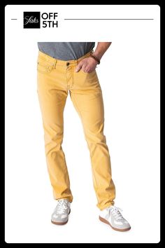 The Corduroy Finish Adds Interest To These Versatile Pants Styled In A Slim Fit. Belt Loops Button Closure Zip Fly Coin Pocket Side Slip Pockets Back Patch Pockets Back Logo Patch Cotton & Polyester Machine Wash Imported Size & Fit Slim Fit Rise, About 10" Inseam, About 33" Leg Opening, About 15". Men's - M Denim > Saks Off 5th. Stitch's Jeans. Color: Yellow. Size: 34. Casual Mid-rise Corduroy Jeans, Corduroy Straight Leg Bottoms With Button Closure, Casual Yellow Pants With Five Pockets, Straight Leg Corduroy Pants With Button Closure, Yellow Mid-rise Cotton Pants, Casual Corduroy Pants With Five Pockets, Casual Yellow Bottoms With Button Closure, Versatile Pants, Jeans Casual