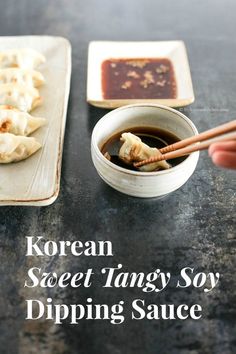 korean sweet tangy soy dipping sauce with chopsticks