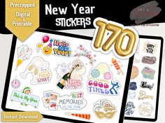 the new year stickers are on display