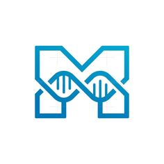 the letter m is made up of two blue lines and an image of a double - strand