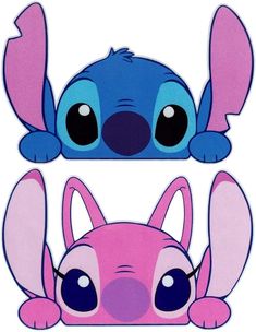 the paper cut outs are designed to look like stitchy ears and nose, with blue eyes