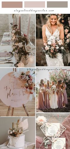 a collage of different wedding colors and details