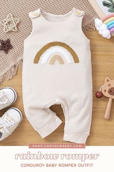 Dress your little one in our Summer Romper, perfect for sunny days and playful afternoons! This rainbow corduroy baby romper is a charming clothing gift idea, blending vibrant style with cozy everyday wear. Ideal for keeping cool and cute all summer long! #BabyFashion #SummerStyle" Baby Romper Outfit, Rainbow Romper, Vibrant Style, Baby Girl Boy, Romper Outfit, Unisex Baby, Baby Romper, Clothes Gift, Sunny Days