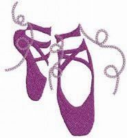 a pair of purple ballet shoes with silver beads