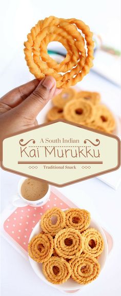 some food is on a plate and in the background there is a sign that says kai murukku