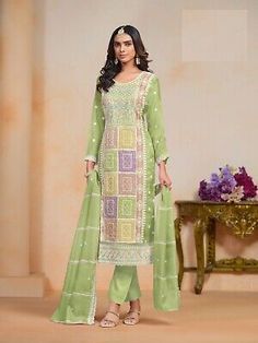 ad eBay - Festival Wear Organza Long Straight Kurta With Pant And Dupatta Mehndi Ceremony - Buy Now, click the link (eBay) Mehndi Ceremony, Ceremony Signs, Sequence Work, India And Pakistan, Straight Kurta, Organza Fabric, Kurta With Pants, Festival Wear, Salwar Kameez