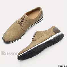 Russoo - Mens Derby Shoes: Versatile Lace-up Footwear for Business, Office, and Casual Wear Casual Summer Lace-up Oxfords, Casual Fitted Oxfords With Rubber Sole, Casual Business Dress Shoes For Summer, Casual Summer Dress Shoes For Business, Casual Summer Business Dress Shoes, Casual Summer Dress Shoes With Rubber Sole, Casual Lace-up Shoes For Business In Spring, Casual Dress Shoes With Rubber Sole For Spring, Casual Dress Shoes With Flat Heel For Spring