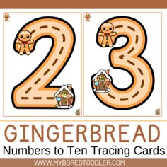 gingerbread numbers to ten teaching cards with gingerbreads on the front and bottom