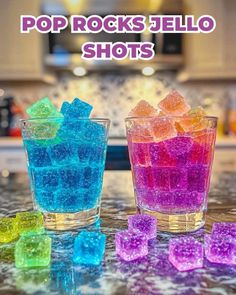 Pop Rock Jello Shots, Pop Rocks Jello Shots, Jolly Rancher Shot Glasses, Blue Jello Shots, Jello Shots Vodka, Kristin's Friends, Pop Rocks Candy, Candy Shots, Ree Drummond Recipes