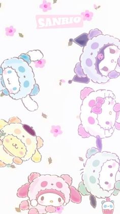 the sanrio stickers are all different colors and shapes, but they appear to be cute