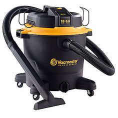 a yellow and black vacuum is on a white background with the words vacmster above it