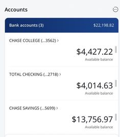 an iphone screen showing the balances and savings for bank accounts, including $ 429