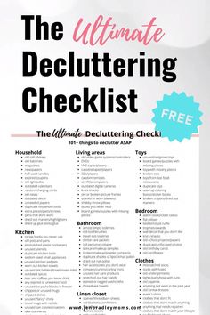 the ultimate decluttering checklist with free printables for every item