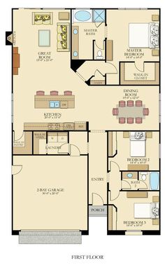 the floor plan for a two bedroom apartment with an attached kitchen and living room area