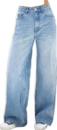 High Waist Baggy Jeans, Flare Blue Jeans, Jeans Outfit Summer, Womens Fashion Jeans, Streetwear Jeans, Denim Pocket, Loose Trousers, Straight Trousers, Pantalon Large