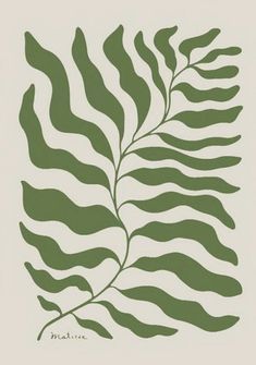 a drawing of a green leaf on a white background