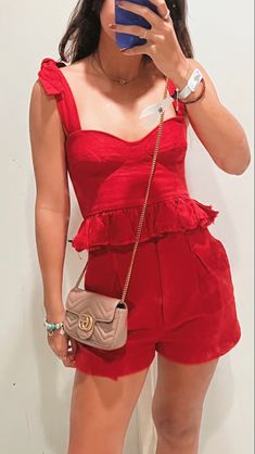 Red Summer Mini Dress For Night Out, Red Mini Dress For Picnic, Red Summer Mini Dress For Date Night, Natal Outfit, Outfits Natal, Red Summer Dress Aesthetic, Red Printed Summer Mini Dress, Desi Fashion Casual, Summer Outfits For Teens