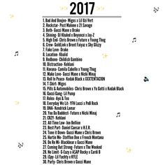 an image of a list of music from the year 2011 to present on a white background