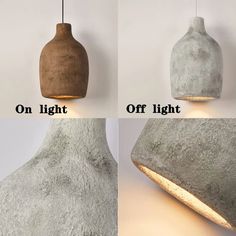 three different views of a light that is shaped like a vase and has been turned into a lamp