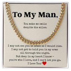 a card that says to my man, you make me smile despite the middles