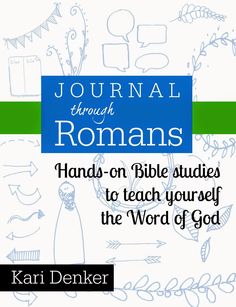 a book cover with the words journal through romans written in blue and green on it