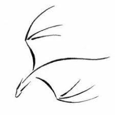 a black and white drawing of a bird