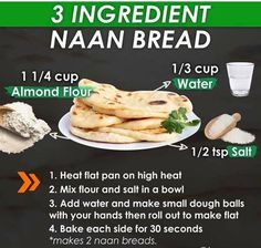 the ingredients for naan bread are displayed on a blackboard