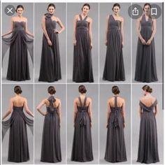 different views of the back of a bridesmaid's dress, from front to back