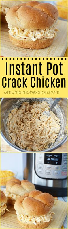 instant pot cracker chicken recipe in the pressure cooker with text overlay that reads instant pot cracker chicken