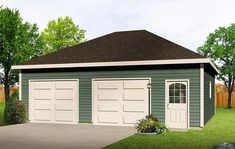 a two car garage is shown in this rendering