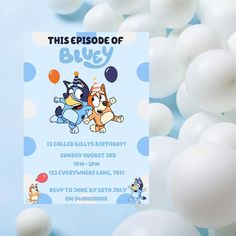 this is an image of a birthday card for a puppy dog with balloons in the background