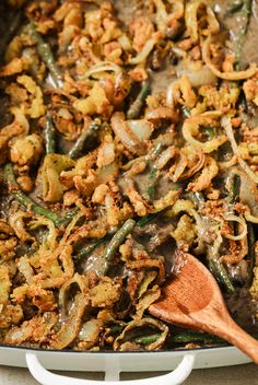 Gluten Free Green Bean Casserole - Unbound Wellness Gluten Free Green Bean Casserole, Crunchy Onions, Healthy Holiday Side Dishes, Healthy Holiday Sides, Healthy Green Bean Casserole, Healthy Green Beans, Asian Soups, Vegan Green Bean Casserole, Fit Foodie Finds