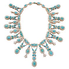 Important Retro Turquoise and Diamond Fringe Necklace For Sale at 1stDibs Ruby And Diamond Necklace, Cascade Necklace, Buckle Necklace, Diamond Drop Necklace, Silver Diamond Necklace, 14k Yellow Gold Necklace, Turquoise Jewelry Native American, Fringe Necklace, Diamond Drops