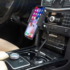 an image of a car phone holder in the middle of a dashboard with text that reads stable cup phone mount