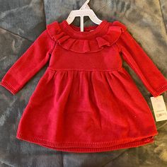 Carter’s Baby 9 Mos Red Dress 100% Cotton 2 Piece With Undies Brand Nwt Never Been Worn Red Ruffled Dresses For Playtime, Red Christmas Playtime Dress, Pink Plaid Dress, Onesie Dress, Pumpkin Dress, Little Red Dress, Olive Green Dresses, Carters Girl