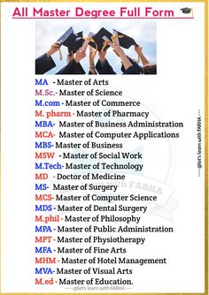 a poster with the words all master degree full form