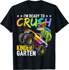 Kindergarten Dinosaur Monster Truck Back To School Boys Gift T-shirt Dinosaur Monster, Graduation Gifts For Boys, Monster Truck Kids, Dinosaurs Preschool, Graduation Shirts, School Boy, Mens Long Sleeve Tee, 100 Days Of School, Monster Truck