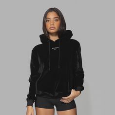 w Blvck Paris, Bold Embroidery, Sweat Noir, Velvet Hoodie, Woman Clothes, Pocket Hoodie, Iconic Logo, Traditional Fashion, Megan Fox