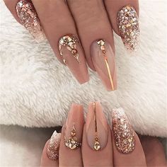 Trend Ideas, Nail Trend, Nail Art Wedding, Coffin Nails Long, Birthday Nails, Prom Nails, Coffin Nails Designs, Bling Nails