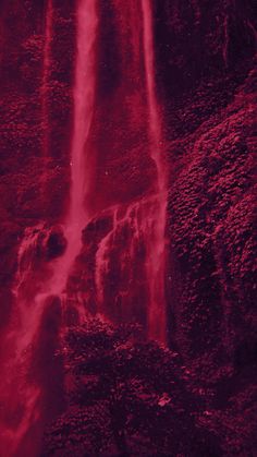 a red waterfall is shown from the ground