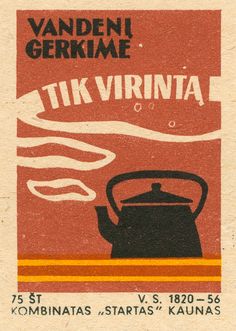 an old fashioned tea label with a kettle on it