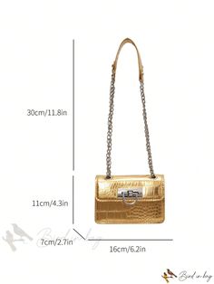 Bird in Bag - Minimalist Colored Flower Decorated Metal Chain Womens Shoulder Bag Trendy Gold Shoulder Bag, Gold Satchel Shoulder Bag With Hasp Closure, Trendy Gold Shoulder Bag For Formal Occasions, Chic Gold Bags With Gold Chain, Trendy Gold Shoulder Bag With Hasp Closure, Trendy Gold Shoulder Bag With Chain Strap, Gold Square Shoulder Bag With Chain Strap, Trendy Gold Shoulder Bag With Gold Chain, Gold Square Shoulder Bag As Fashion Accessory