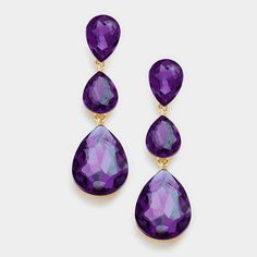 • Color : Purple, Gold• Size : 0.75' W, 3' L • Post Back• Purple Crystal Triple Teardrop Earrings Heart Diamond Earrings, L Post, Earrings Prom, Evening Earrings, Shiny Rings, Crystal Earrings Wedding, Formal Jewelry, Prom Earrings, Chunky Earrings