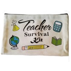 a teacher's survival kit with pencils, books and school supplies on it