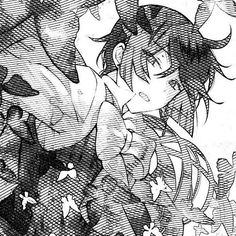 an anime character with stars on his chest and arms, in the background is a black and white drawing