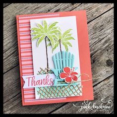 a handmade thank card with palm trees