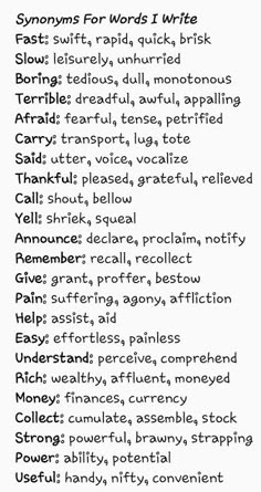 a list of words that are written in black and white, with the wording below it