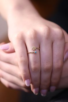 "Gold Clover Ring / Gold Four Leaf Ring / Handmade Good Luck Ring / Stacking Ring / 14k & 18k Gold Clover Ring ❥ ITEM DETAILS ---> Gold Color of Choice : Yellow Gold, Rose Gold, White Gold ---> Material : 14k ( 585 ) or 18k ( 750 ) Real Gold. It is not Gold Filled or Gold Plated ---> Made to order ---> Band Thickness : 1.40 mm ---> Band Width : 1.60 mm ---> Stone: Blue Zircon ---> Ship in 4 - 7 Business Days ❥ PRODUCTION TIME Your order will be handmade in 4 - 7 business Evil Eye Ring Gold, Handmade Evil Eye, Clover Ring, Evil Eye Ring, Rose Gold White, Gold Signet Ring, Gold Engraving, Tiny Diamond, Leaf Ring