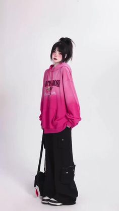 Retro Gradient, 2000s Japanese Fashion, Style Steampunk, Sweatshirt Oversized, Aesthetic Outfit Ideas, Loose Top, Tarzan, Kpop Fashion Outfits